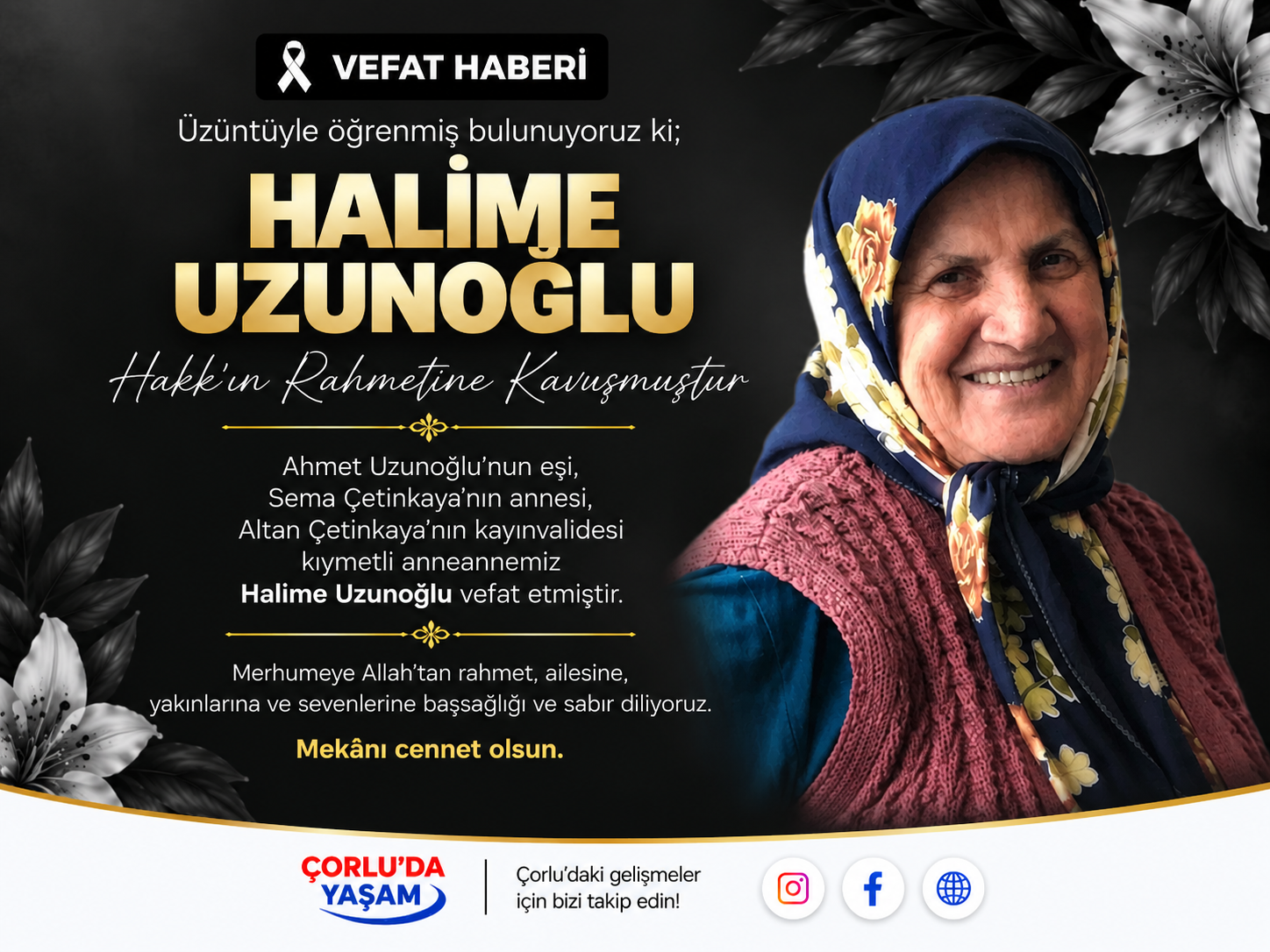Halime Uzunoğlu Hayatını Kaybetti