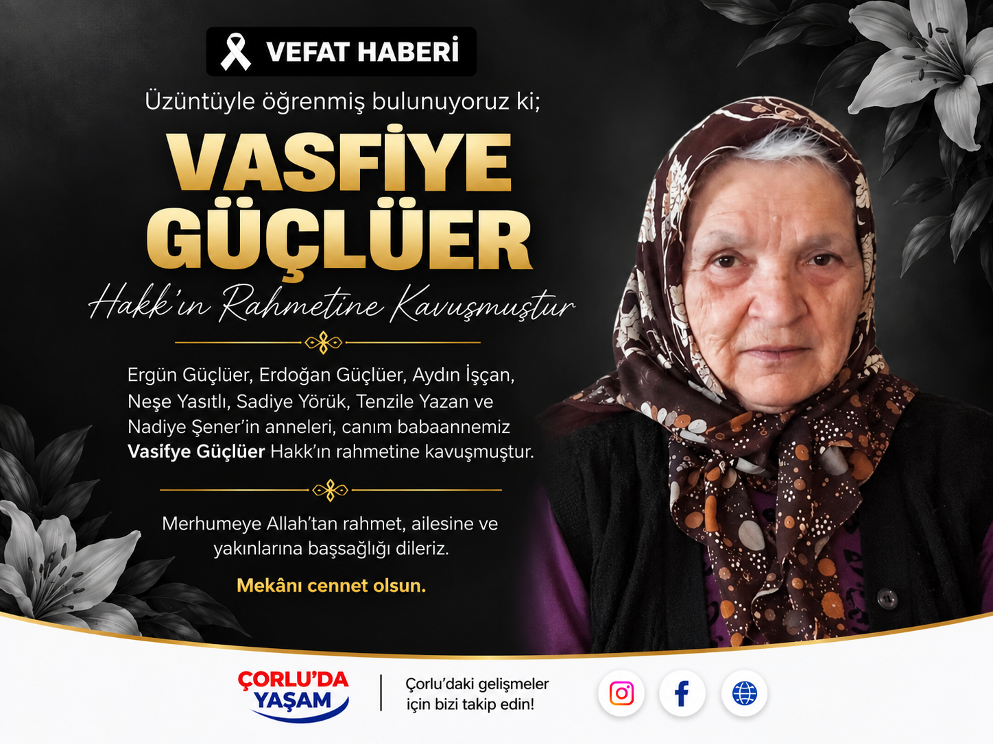 Vasfiye Güçlüer Vefat Etti