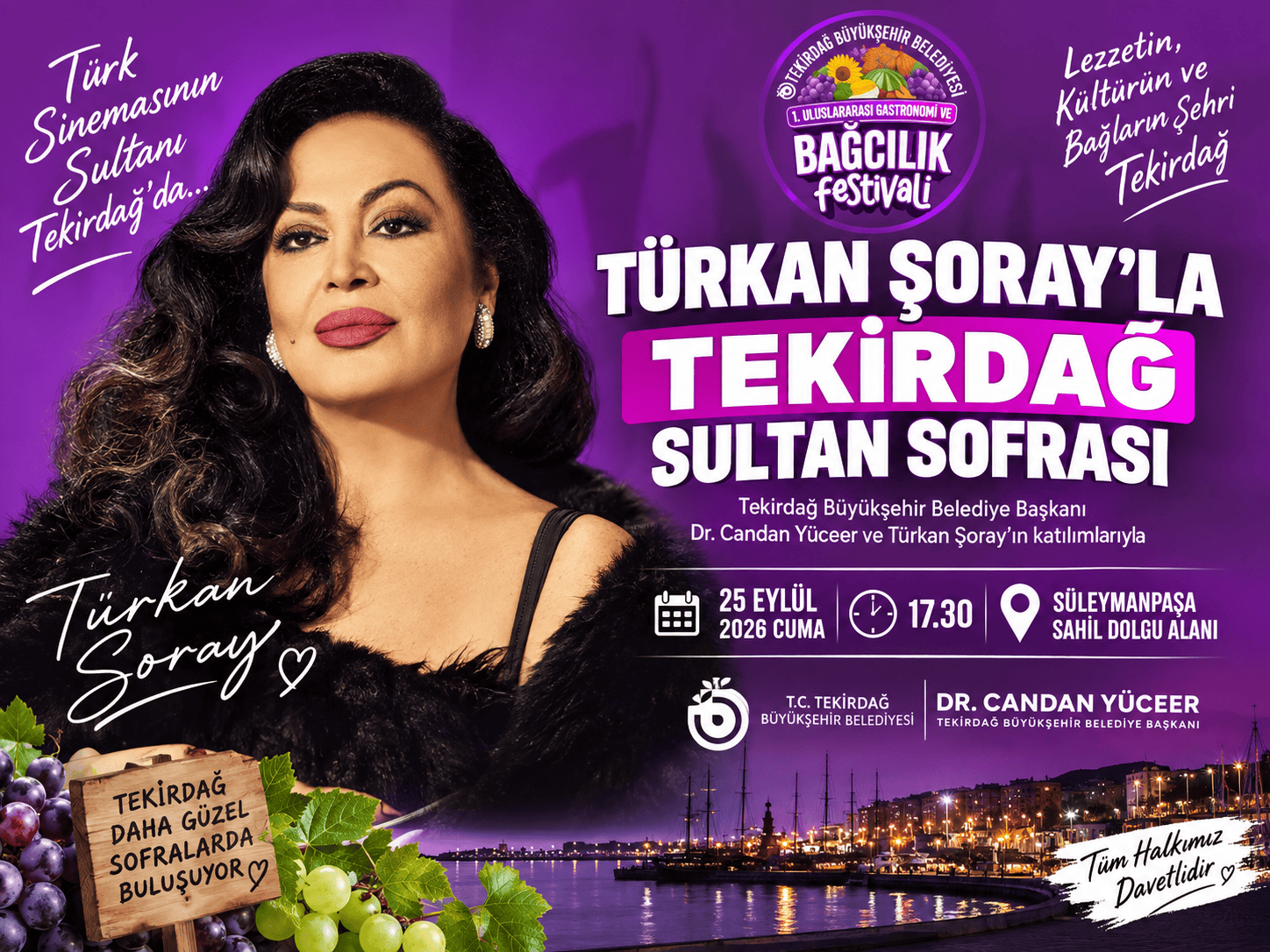 Türkan Şoray, Tekirdağ Sultan Sofrası’nda Buluşacak