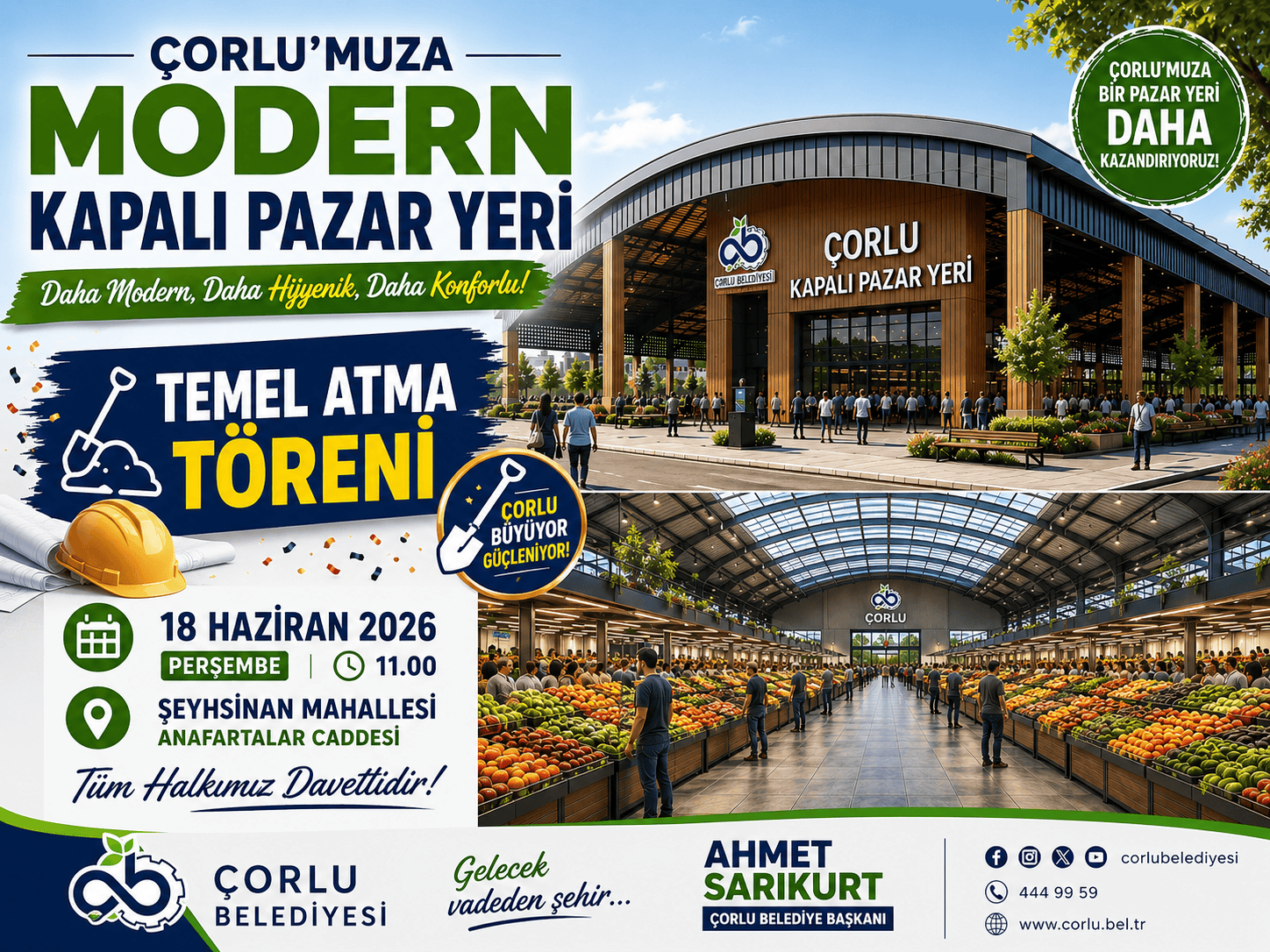 Çorlu’ya Modern Kapalı Pazar Yeri Geliyor! Temel Atma Töreni 18 Haziran’da
