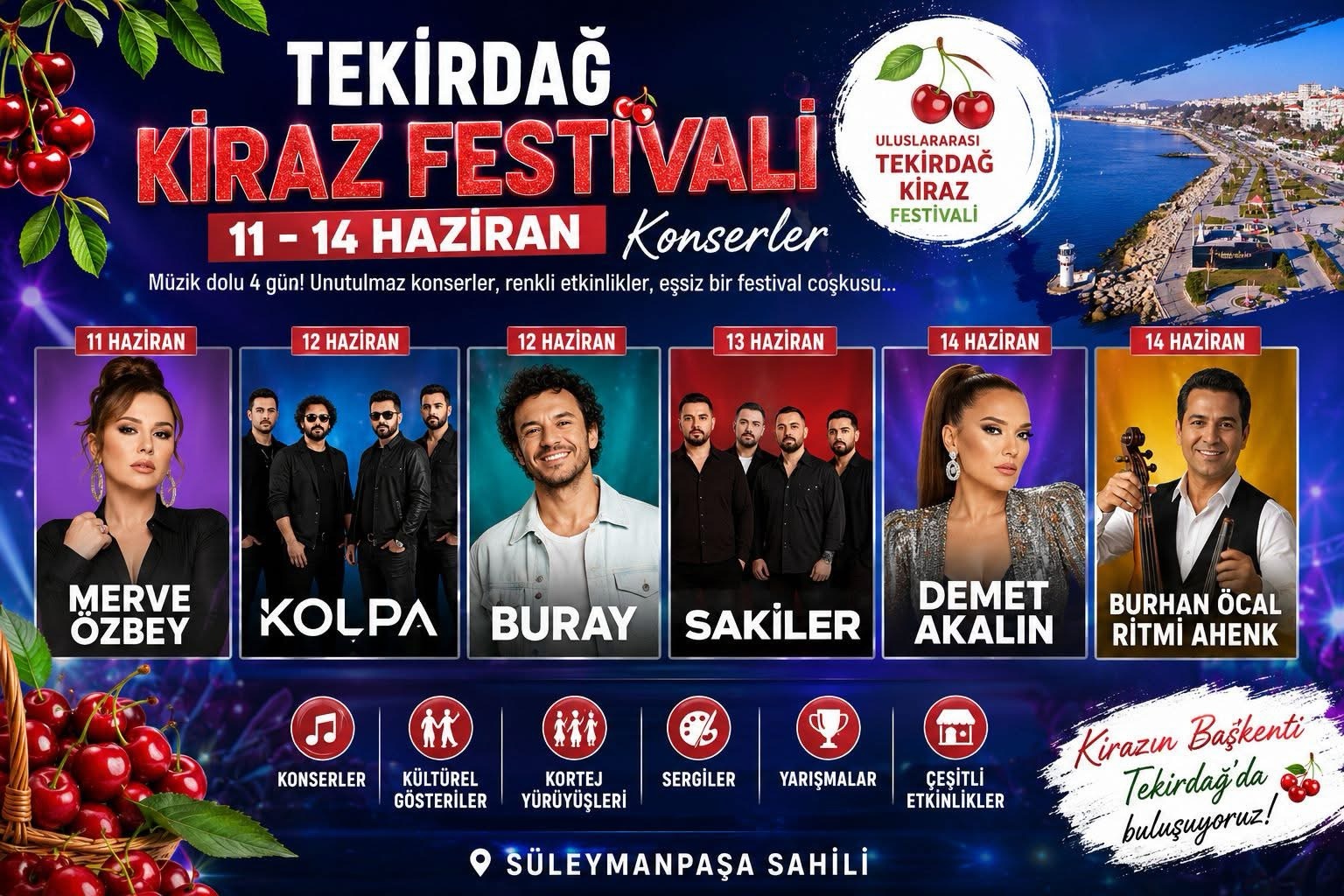 60. Uluslararası Tekirdağ Kiraz Festivali Konserleri Belli Oldu