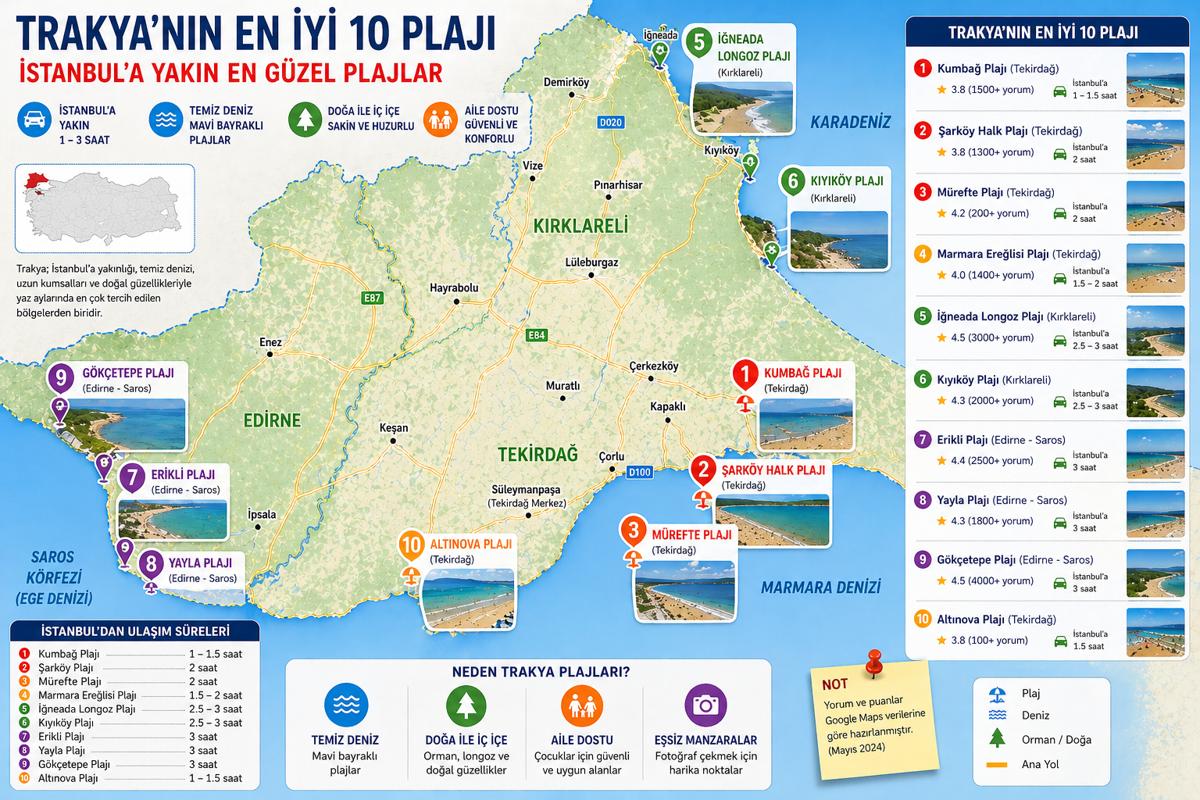 İstanbul’a Yakın En İyi Trakya Plajları (Trakya 2026 Güncel Rehber)