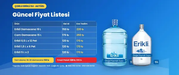 Çorlu Erikli Su Bayii | Yaşanlar Gıda İçecek Dağıtım fotoğraf 2